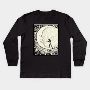 Fairy feeding the crescent moon, so it can grow full Kids Long Sleeve T-Shirt